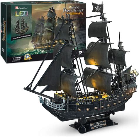 CubicFun 26 6 LED Pirate Ship 3D Puzzle Large 3D Puzzles Model Kits