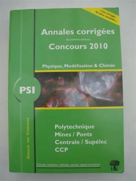 Prepa Annales Corrig Es Psi Concours Physique Mod Lisation