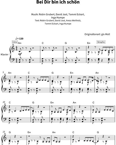 Bei Dir Bin Ich Sch N Sheet Music By Raumwohnung Nkoda Free Days