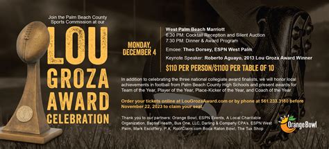 Lou Groza Award Celebration presented by the Orange Bowl - Palm Beach ...