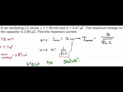 In an oscillating LC circuit L 1 38 mH and C 3 47 μF The