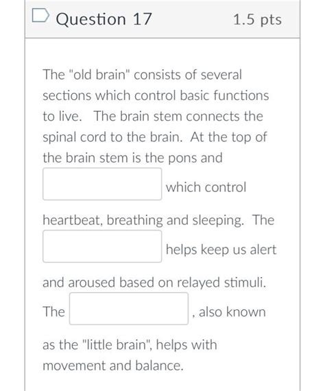 Solved Question Pts The Old Brain Consists Of Chegg