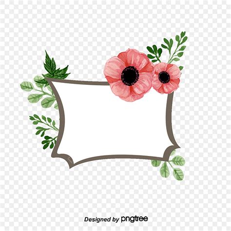 Painted Text Labels Png Image Hand Painted Flower Text Border Label