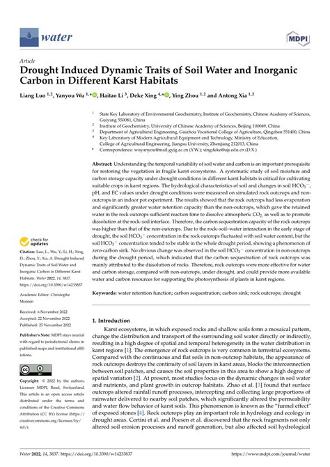 PDF Drought Induced Dynamic Traits Of Soil Water And Inorganic Carbon