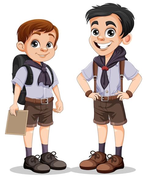 Personaje de dibujos animados de niño explorador Vector Premium