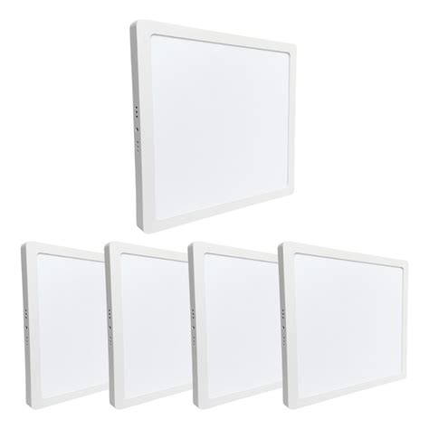 Kit 5 Painel Plafon Sobrepor Quadrado Led 24w Bivolt Branco Frio Elgin