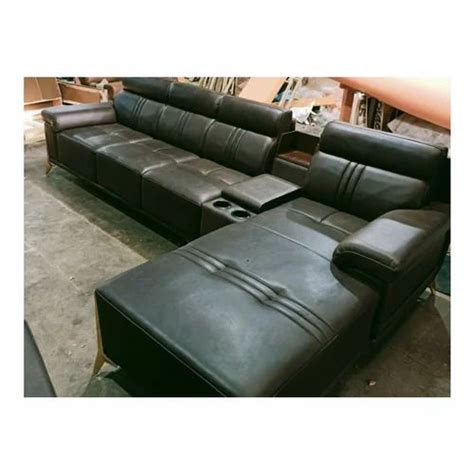 Seater Black Leather L Shape Sofa At Rs Set In Navi Mumbai Id