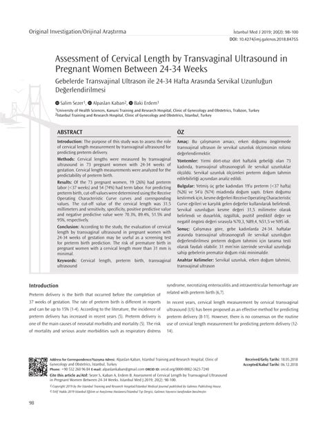 Pdf Assessment Of Cervical Length By Transvaginal Ultrasound In Hot