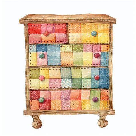 10 Dressers Clipart Bundle, PNG & JPG, Printable Patchwork Dresser