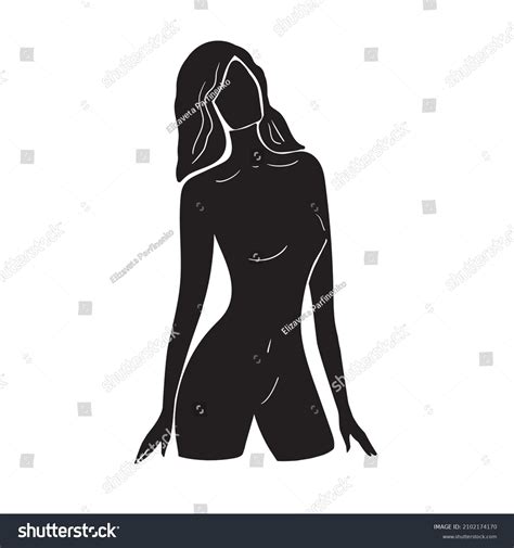 Beautiful Nude Black White Flat Woman Stock Vector Royalty Free 2102174170 Shutterstock