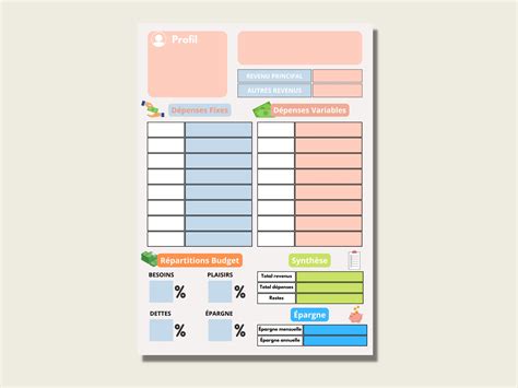 Fiche budget mensuel à imprimer Planificateur budgétaire mensuel