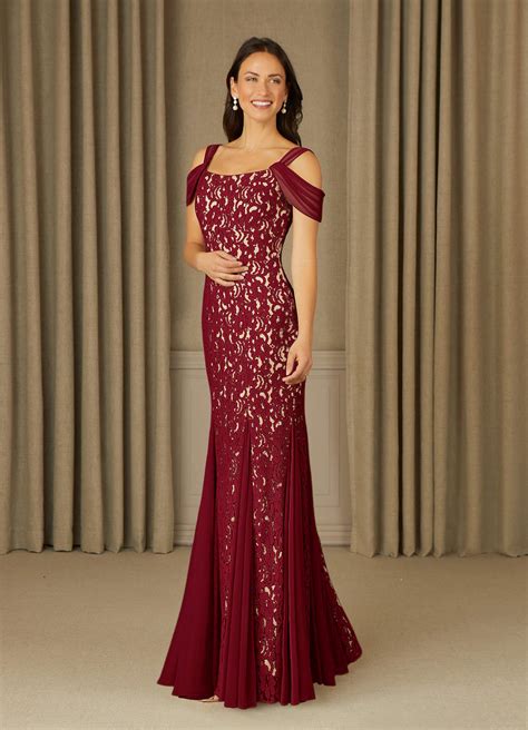 Azazie Claribel Burgundy Mermaid Off The Shoulder Lace Dress Azazie