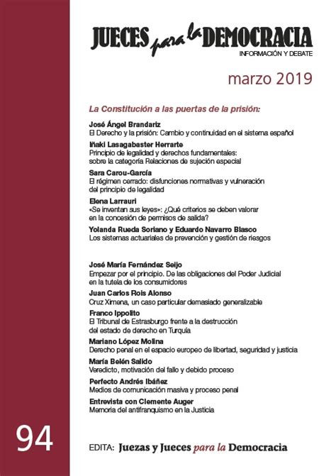 Revista Jueces Para La Democracia Información Y Debate Número 94 Marzo