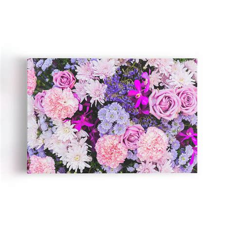 Quadro Flores em Tons de Roxo Rosa e Lilás Canvas 140x90cm Elo7