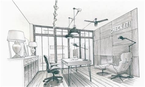 Interior Design Office Sketches Architecture House