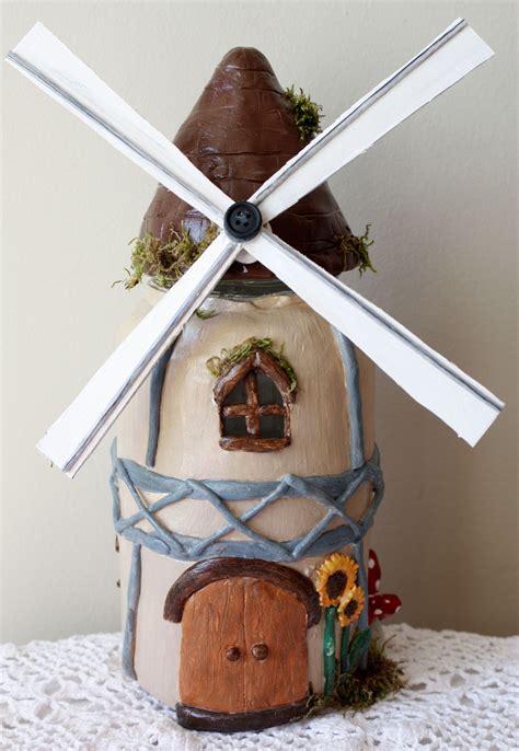 Fimo Windmill Polymer Clay Miniature Windmill Jar Crafts Tealight