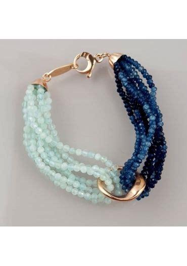 Bracciale bicolor agata blu zaffiro acquamarina multicolr Marakò