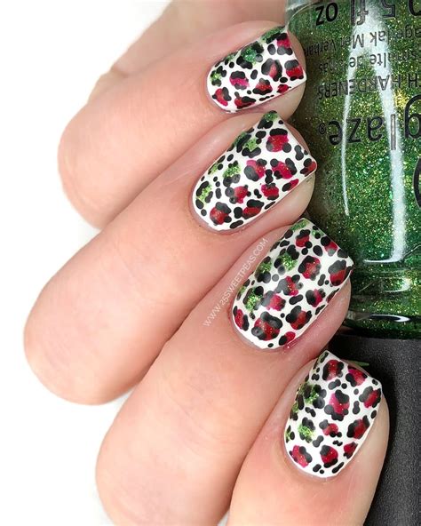 Easy Christmas Cheetah Nail Art Nailmas 2019 — 25 Sweetpeas