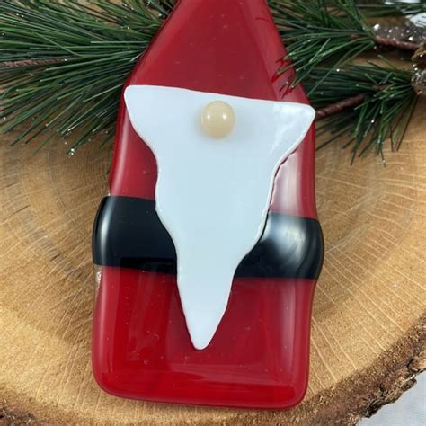 Fused Glass Santa Ornament Etsy