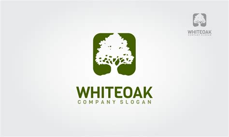 White Oak Tree Vector Logo Illustration. A simple white oak tree silhouette on green background ...