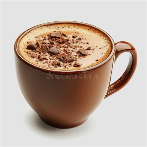 Rich And Creamy Hot Chocolate Topped With Shaved Chocolate And Coffee Beans In A Cozy Brown Mug
