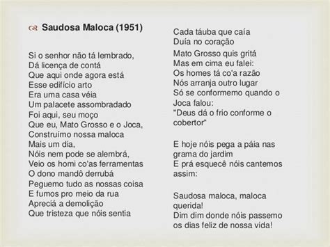 Qual Dos Seguintes Versos Da M Sica Saudosa Maloca Pode Se Ser