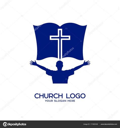 Logotipo Da Igreja Símbolos Cristãos Um Homem Que Adora Jesus Cristo