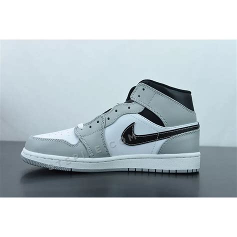 Women Air Jordan 1 Mid Light Smoke Grey Black 554724 078 Jordans 1