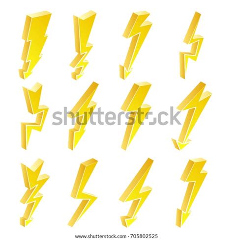 3d Lightning Icons Vector Set Cartoon Stock Vector Royalty Free