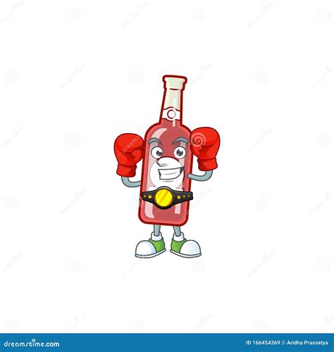 Funny Boxing Champagner Rote Flasche Cartoon Charakter Stil Vektor