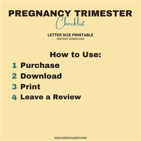 Pregnancy Trimester Checklist Printable Pregnancy to Do List First ...