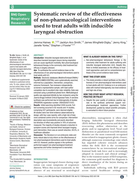 Pdf Systematic Review Of The Effectiveness Of Non Pharmacological