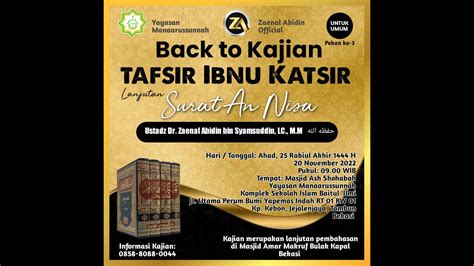 Kajian Rutin Tafsir Al Quran Tafsir Ibnu Katsir Lanjutan Surat An