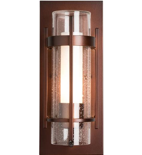 Hubbardton Forge - Banded Seeded Glass Small Outdoor Wall Sconce ...