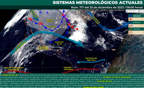 Frente frío 19 provocará lluvias y descenso de temperaturas en México