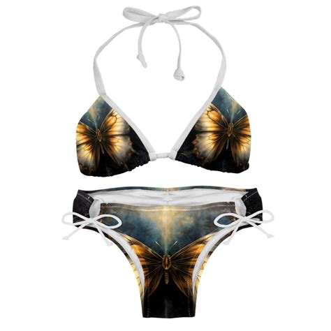 Butterfly Detachable Sponge Adjustable Strap Bikini Set Two Pack