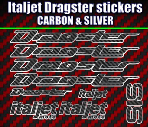 Italjet Dragster Decals Stickers Carbon Silver Piece Set