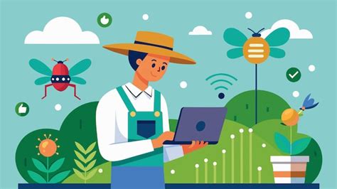 Premium Vector A Farmer Using The Predictive Analysis Feature Of