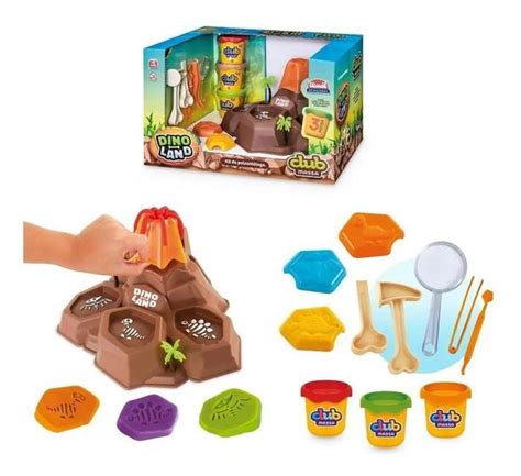 Kit Paleontológico Massa De Modelar Club Dino Land Vulcão Usual