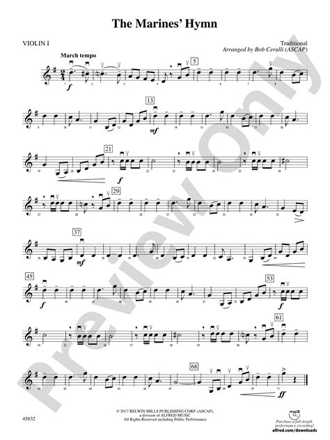 The Marines Hymn 1st Violin 1st Violin Part Digital Sheet Music Download