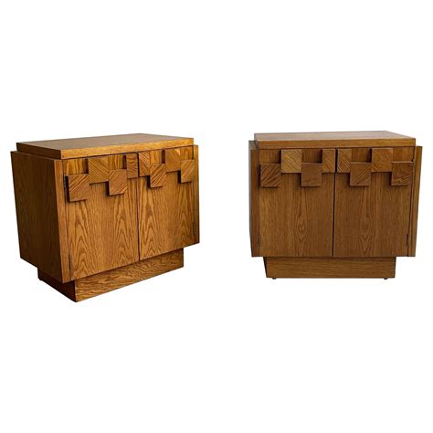 Pair Of Lane Modern Brutalist Mosaic Nightstands At 1stdibs