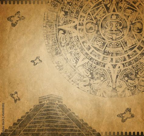 Mayan Calendar and pyramid Stock Illustration | Adobe Stock