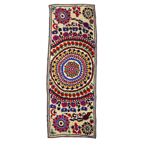 Central Asian Suzani Textile Embroidered Cotton And Silk Bed Cover At