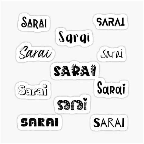 Sarai In 10 Different Fonts Sticker For Sale By Magleen Redbubble