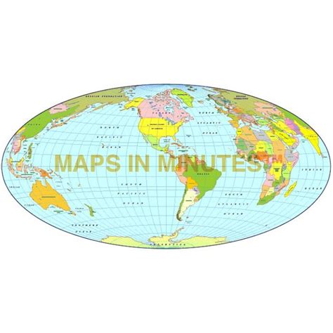 Buy Hammer Projection 100m Scale US Centric World Map Online