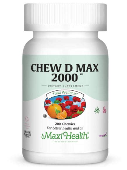 Maxi Health Kosher Chew D Max Vitamin D Iu Chewable Bubble Gum