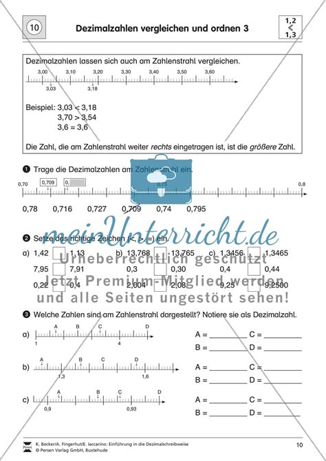 Einführung in Dezimalschreibweise meinUnterricht