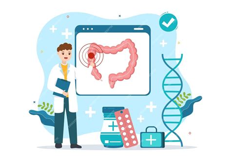 Illustration De Proctologue Ou De Coloscopie Avec Un Médecin Examine Le