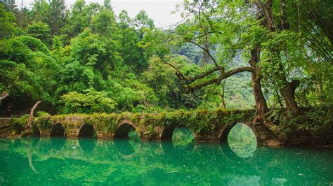 Xiaoqikong ancient bridge natural scenery, Libo, Guizhou, China ...