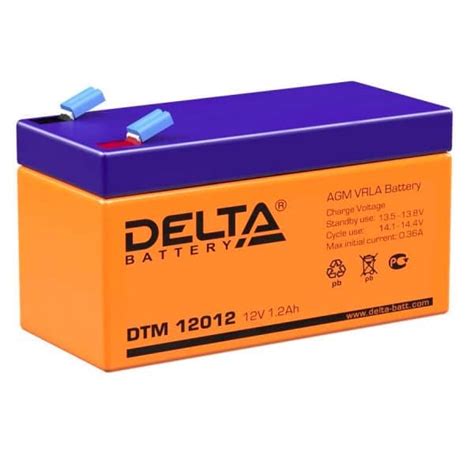Аккумулятор Delta DTM 12012 (12V / 1.2Ah) со склада в Москве, СПб и ...